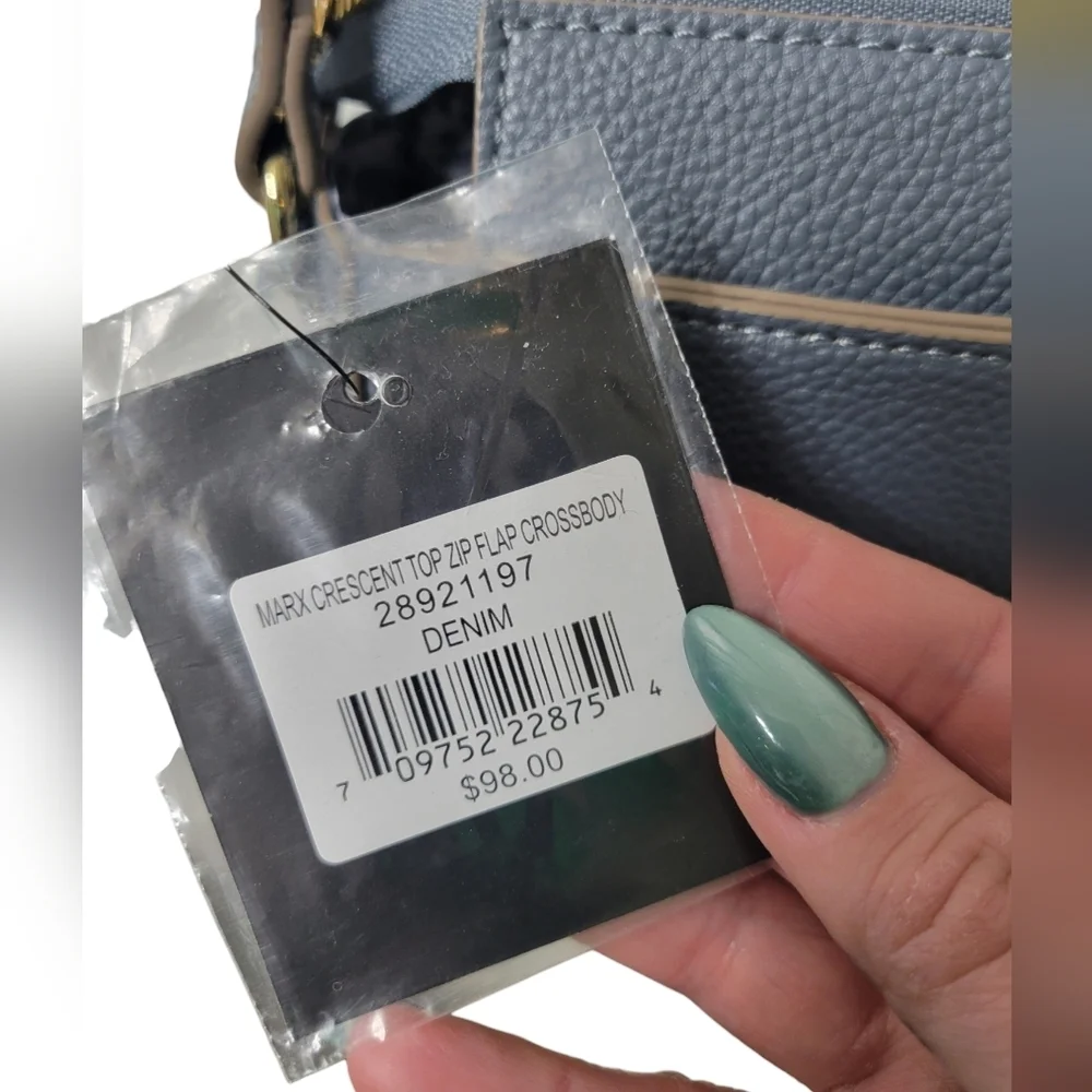 Nanette Lepore Half Moon Crossbody Bag | Vegan Leather & Suede | Top Zip Flap - Picture 5 of 12